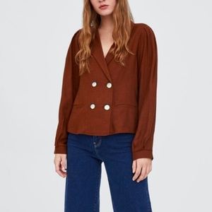 Zara Burnt Orange Wrap Blouse